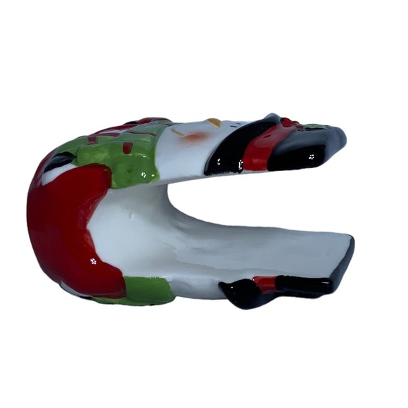 Snowman Kitchen Hand Painted Set Christmas Ceramic Dish Tray Napkin Holder 2 PC - Picture 5 of 15
